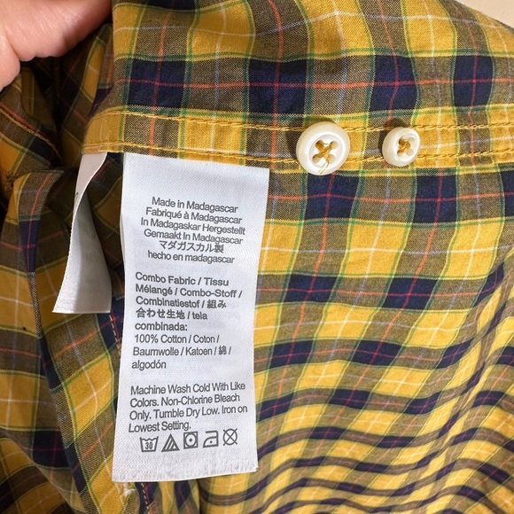 J.Crew yellow plaid Secret Wash Classic Cotton Poplin Shirt size XXL tall - Picture 7 of 8
